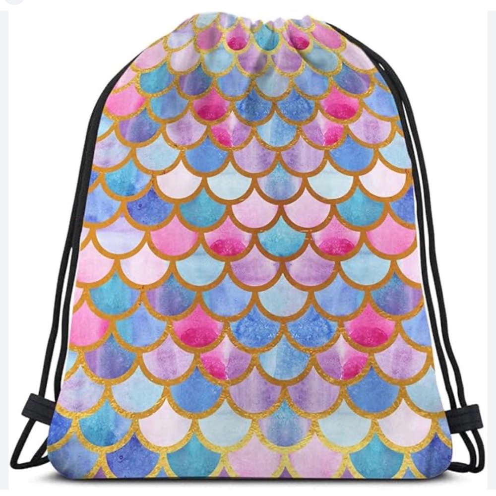 Mermaid scale drawstring backpack